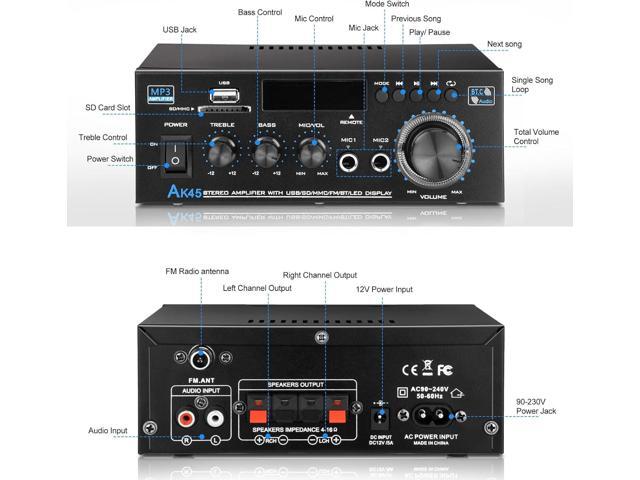 Home Audio Power Amplifier with Bluetooth, 100Wx2 Audio Stereo Receiver, Dmyond Home Amplifiers w/FM Radio USB, AUX, RCA, SD for Home Theater...