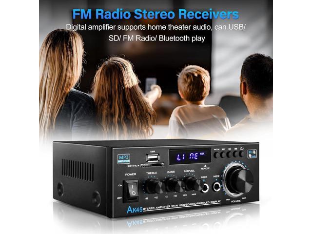 Home Audio Power Amplifier with Bluetooth, 100Wx2 Audio Stereo Receiver, Dmyond Home Amplifiers w/FM Radio USB, AUX, RCA, SD for Home Theater...