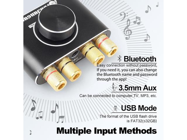 REKOMOPAI Mini Bluetooth Audio Amplifier, Stereo Hi-Fi Digital Amp 2.0 Channel 20W×2 with AUX/USB/Bluetooth Input Wireless Audio Receiver with...
