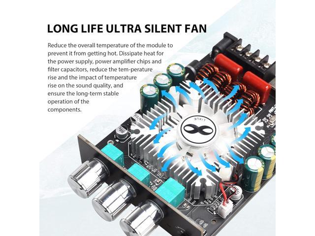 320W Power Amplifier Board with Subwoofer 2.0 Channel 160W×2, 15V-36V Audio Power Amplifier Module with Treble and Bass Control,Black (ZK-1602T)