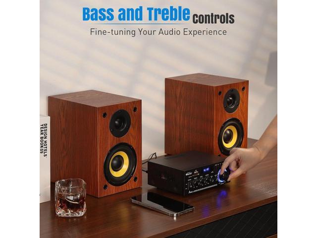 WOOPKER AK45 Pro Stereo Amplifier, 50Wx2 Bluetooth 5.0 Receiver HiFi 2 Channel Power Amplifier for Wired Speaker, Support USB, SD, RCA, MIC Input,...