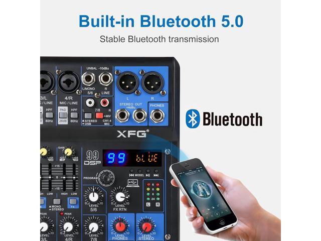 Dj Mixers 8 Channel Audio Mixer Sound Board with Bluetooth, Usb Audio Interface with Sound Card Recording and 48V Phantom Power Sounds Mixer Board...