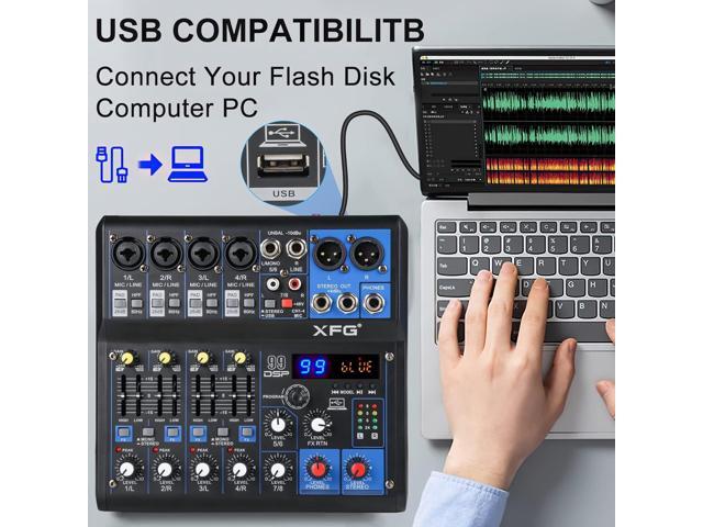 Dj Mixers 8 Channel Audio Mixer Sound Board with Bluetooth, Usb Audio Interface with Sound Card Recording and 48V Phantom Power Sounds Mixer Board...