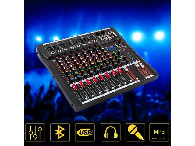 Professional 8 Channel Mixing Console Audio Mixer Bluetooth w/USB Drive Amplifier Studio Audio Sound Mixer Console Ac 110v 50hz 18w