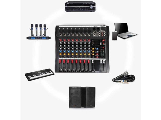 Professional 8 Channel Mixing Console Audio Mixer Bluetooth w/USB Drive Amplifier Studio Audio Sound Mixer Console Ac 110v 50hz 18w