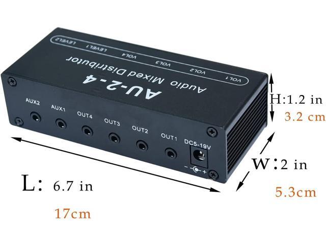 1/8' aux Input Mixing 2 in 4 Channel Way Out Headset Box Headphone Amplifier 3.5mm Mixer 1/8 inch Stereo Audio Amp with Ultra-Compact Portable Mini...