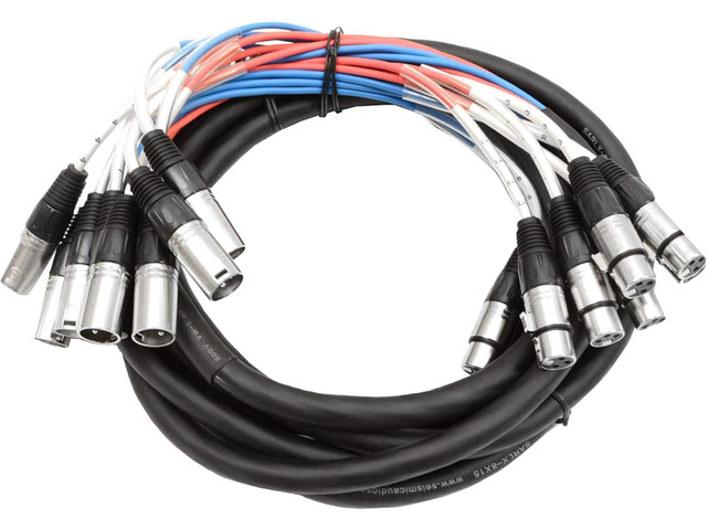 Seismic Audio Speakers 8 Channel Low Profile XLR Send Sub Snake Cable, XLR Splitter Cable, 15 Feet