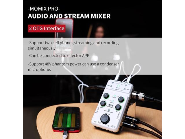 JOYO Audio Mixer USB Audio Interface Stereo XLR+48V Phantom Power Mixer for Live Streaming Recording Podcasting Plug & Play (MOMIX PRO)