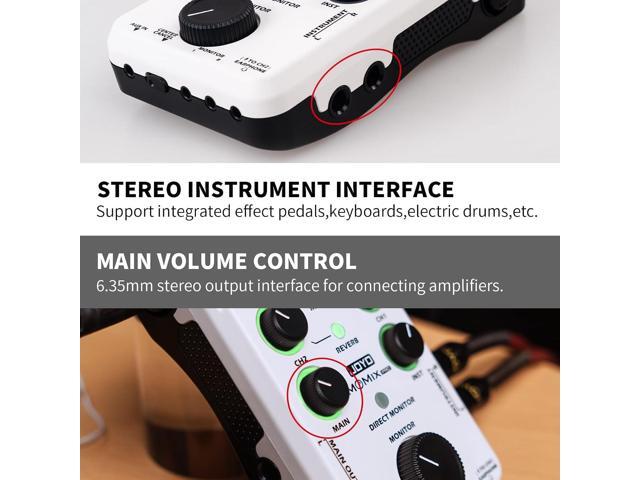 JOYO Audio Mixer USB Audio Interface Stereo XLR+48V Phantom Power Mixer for Live Streaming Recording Podcasting Plug & Play (MOMIX PRO)