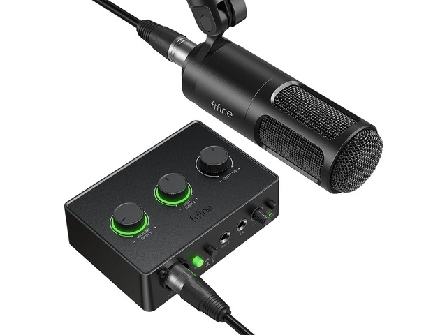 FIFINE Podcast Equipment Bundle Set, Music Recording Kit with Studio Dynamic Microphone and USB Audio Mixer with XLR Mic Input, Headphone...