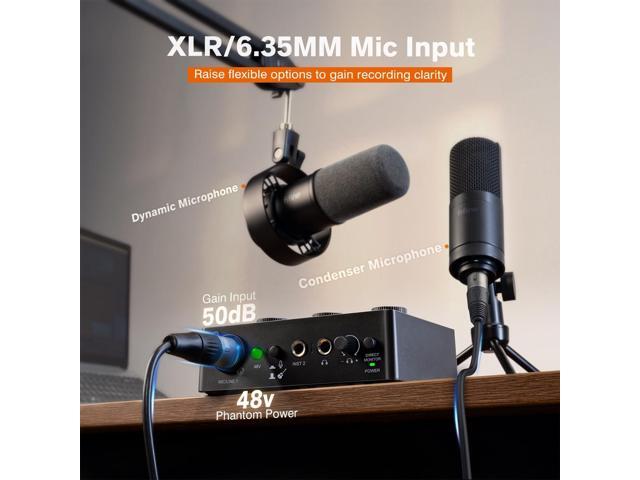 FIFINE PC Audio Mixer for Recording Music, USB Interface for Streaming and Podcasting with XLR, Monitor, 48V Phantom Power, Gain Knob, for...