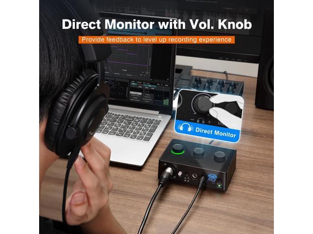 FIFINE PC Audio Mixer for Recording Music, USB Interface for Streaming and Podcasting with XLR, Monitor, 48V Phantom Power, Gain Knob, for...