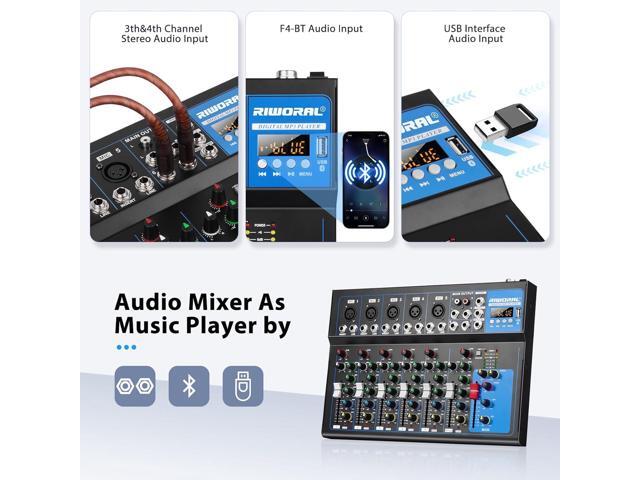 7 Channel Audio Interface USB Audio Mixer Sound Board Mixing Console Built In Bluetooth MP3 Computer Input +48V Phantom Power Mixer Audio For...