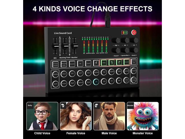 RHM Podcast Equipment Bundle, All-in-One Audio Interface DJ Mixer with Microphone, Stand, Monitor Earphone, Audio Mixer With Sound card for...