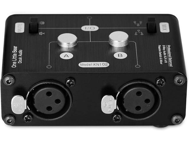 2 Way XLR Balanced Stereo Audio Switcher Passive A/B Mini Switch Box Mixer Sound Splitter (KN102, 2-IN-1-OUT)