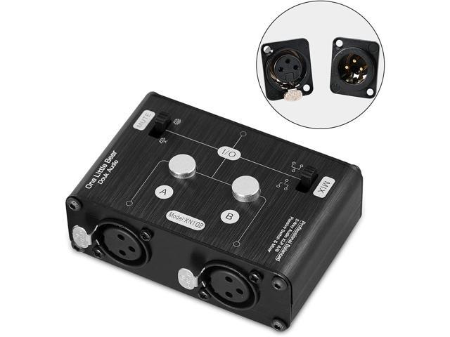 2 Way XLR Balanced Stereo Audio Switcher Passive A/B Mini Switch Box Mixer Sound Splitter (KN102, 2-IN-1-OUT)