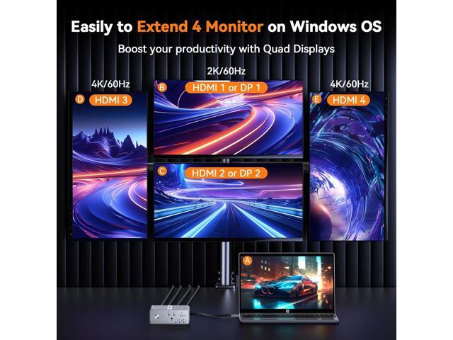 TobenONE Quad Monitor Docking Station with 4 HDMI, 18-in-1 DisplayLink Docking Station with 120W Charger, USB C Dock for Thunderbolt 4/3, USB-C...
