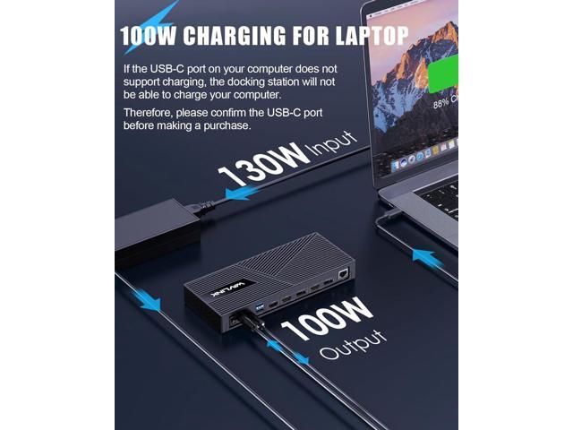 WAVLINK Displaylink Docking Station 3 Monitors with 130W Power Delivery, 10Gbps USB for MacBook M1/M2/M3/Windows, USB-C(3 HDMI, 2 DisplayPort, 2...