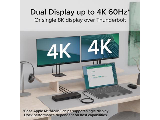Plugable Thunderbolt 4 Dock with 100W Charging, Thunderbolt Certified, Laptop Docking Station Dual Monitor Single 8K or Dual 4K HDMI for Windows...