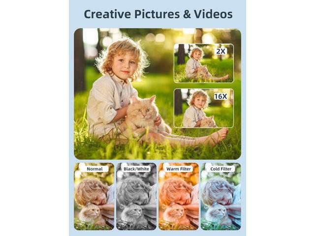 Digital Camera, FHD 1080P Kids Camera 44MP Point and Shoot Digital Cameras with 32GB SD Card, 16X Zoom, Two Batteries, Lanyard, Compact Small...