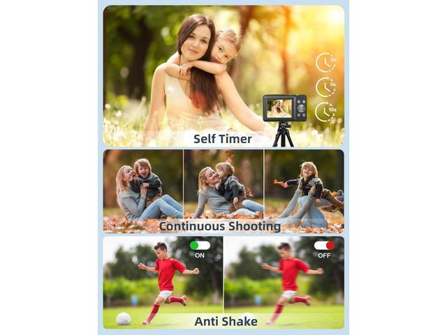 Digital Camera, FHD 1080P Kids Camera 44MP Point and Shoot Digital Cameras with 32GB SD Card, 16X Zoom, Two Batteries, Lanyard, Compact Small...