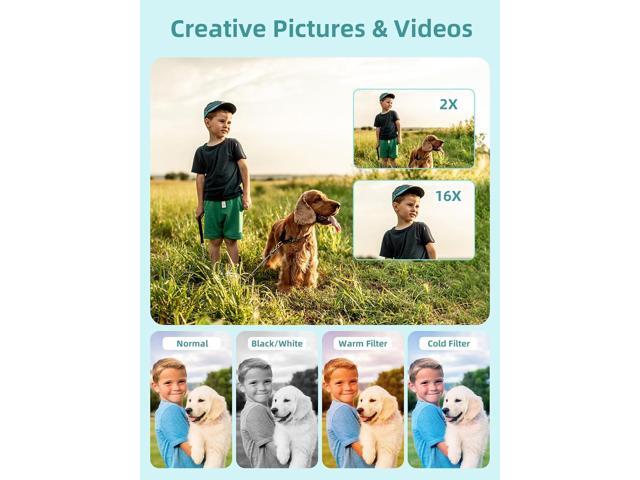 FHD 1080P Digital Cameras for Kids Boys Girls Compact Digital Point and Shoot Camera with 16X Zoom 32GB Card Small Kids Camera, Green