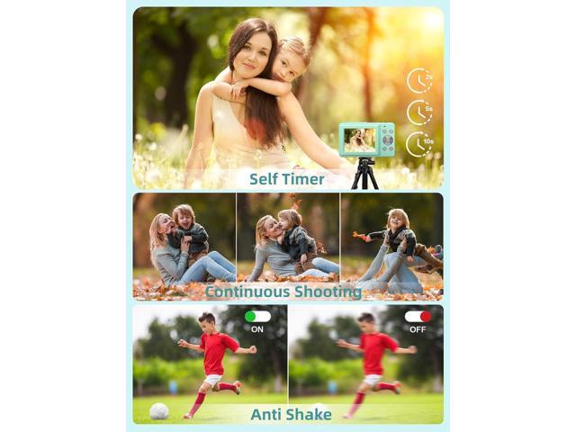 FHD 1080P Digital Cameras for Kids Boys Girls Compact Digital Point and Shoot Camera with 16X Zoom 32GB Card Small Kids Camera, Green