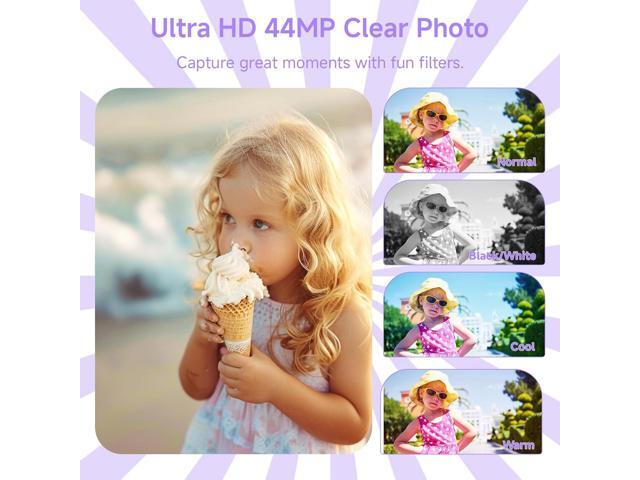 Digital Camera for Teens, FHD 4K 44MP Digital Camera Purple with 64GB SD Card 16X Digital Zoom, Cameras for Photography Compact Point and Shoot...