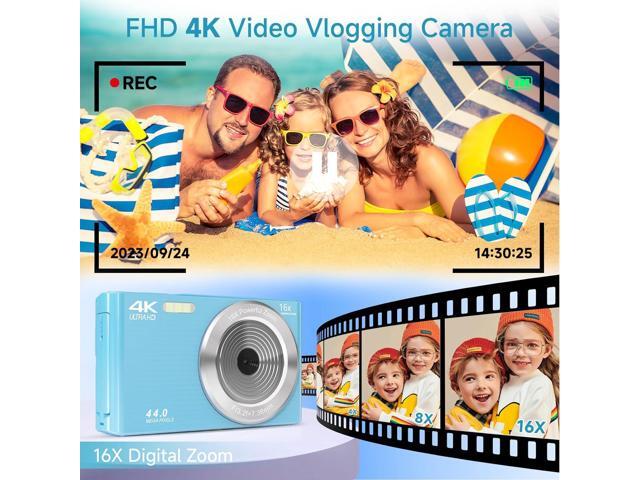 Digital Camera for Teens, FHD 4K 44MP Digital Camera Autofocus with 64GB SD Card 16X Zoom, Cameras for Photography Compact Point and Shoot Camera...