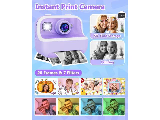 Instant Print Camera for Kids, Christmas Birthday Gifts for Girls Boys, Kids Camera Instant Print with Dual Camera 1080P Digital Camera Toys for 4...