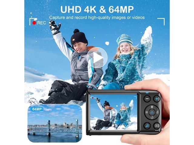 Digital Camera, 4K Kids Camera for Photography, 64MP MP3 Player Compact Video Camera 18X Digital Zoom Vlogging Camera for YouTube, Auto Focus Point...
