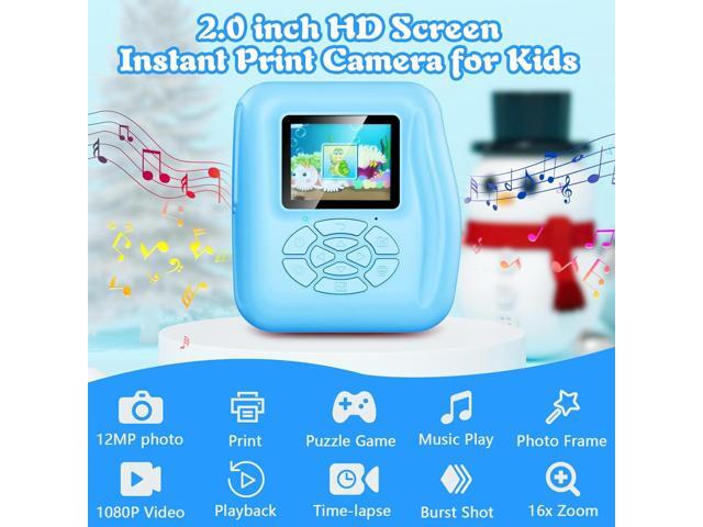 Kids Camera Instant Print, Toy for Kid Christmas Birthday Gift for Boy Girl Age 3-12, 12MP Selfie Toddler Portable Digital Camera, 1080P Child...