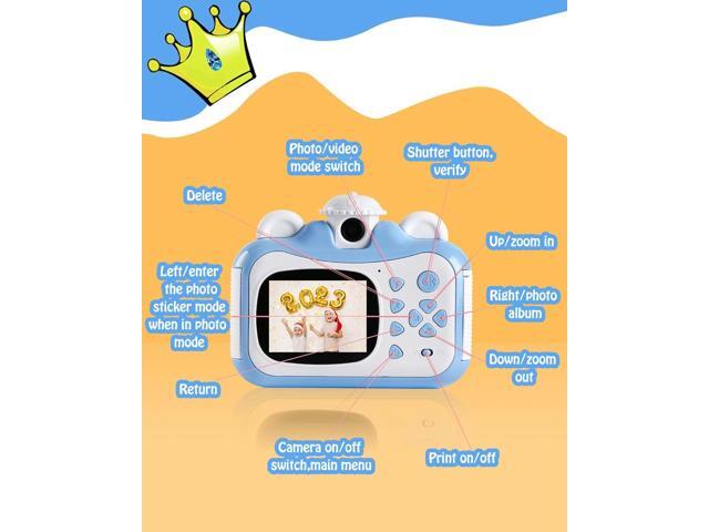 Barchrons Instant Print Digital Kids Camera 1080P Rechargeable Kids Camera Video Camera with 32G SD Card for 6-12 Years Old Birthday Gift