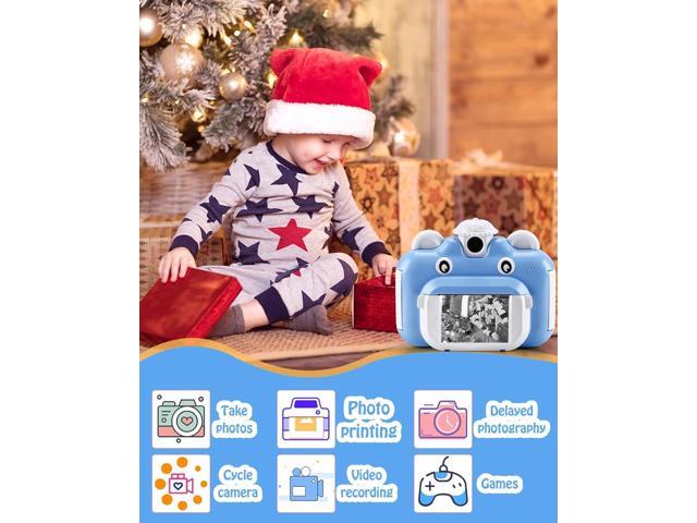 Barchrons Instant Print Digital Kids Camera 1080P Rechargeable Kids Camera Video Camera with 32G SD Card for 6-12 Years Old Birthday Gift