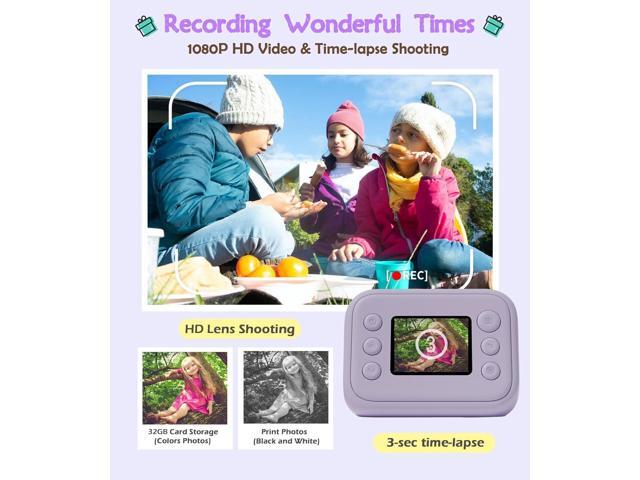 Joytrip Instant Print Camera for Kids, Christmas Birthday Gift for Girls Age 3-12, Print Black White Photo Digital Video Cameras for 5 6 7 8 9 10...