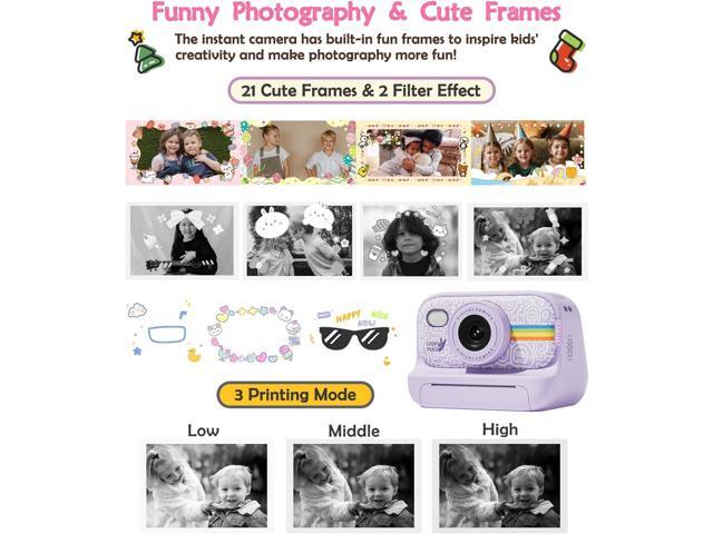 Joytrip Instant Print Camera for Kids, Christmas Birthday Gift for Girls Age 3-12, Print Black White Photo Digital Video Cameras for 5 6 7 8 9 10...