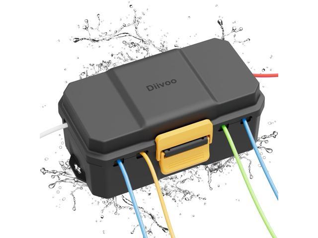 Waterproof Electrical Box, Diivoo Outdoor Extension Cord Covers Waterproof, Large Size 6 Cable Seal Entry, Outdoor Plug Cover, Outdoor Extension...