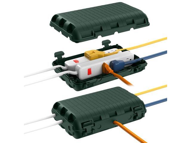 Outdoor Waterproof Electrical Box, 2 Pack Large Extension Cord Cover Protector Plug Connection Cable Safety Box IP54 Water-Resistant for Power...