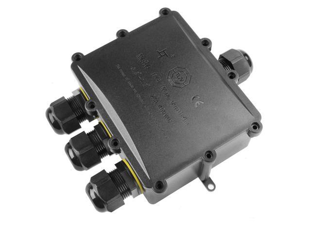 La Vane IP68 Waterproof 4 Way Electrical Junction Box for Ø5-12mm Cable TUV VDE CE, ABS+PVC, dust/fireproof, with Cable Gland & Terminals, Large...