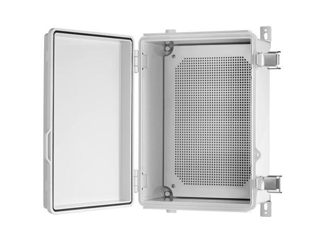 Waterproof Electrical Junction Box IP67 ABS Plastic Enclosure with Hinged Cover with Mounting Plate, Wall Brackets (Grey Cover, 14.6'×10.6'×5.9')