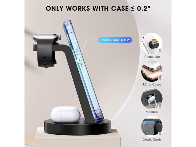 3 in 1 Charging Station for iPhone, Wireless Charger for iPhone 15 14 13 12 11 X Pro Max & Apple Watch - Wireless Charging Station for 3 2
