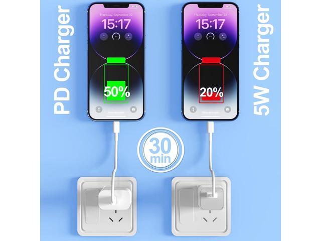 Phone Charger [MFi Certified] 2 Pack 20W PD USB C Wall Fast Charger Adapter with 2 Pack 6FT Type C to Lightning Cable Compatible for iPhone 14 13...