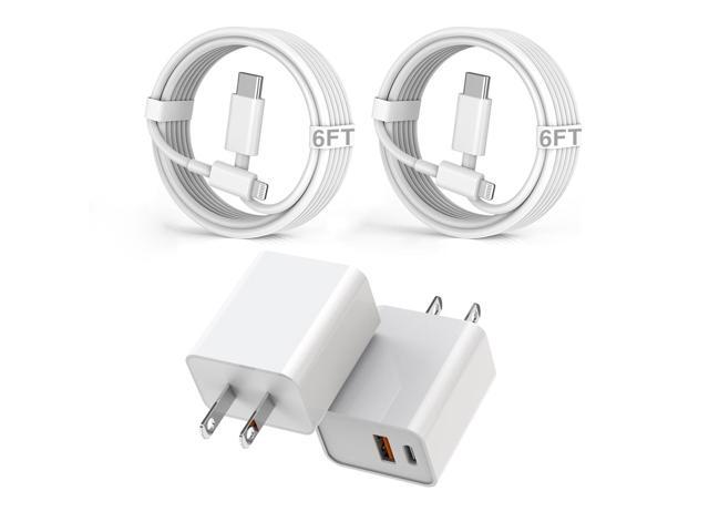 Fast iPhone Charger, 2Pack 20W Dual Port QC+ USB C Charger Block Plug Adapter Dual Charger iPhone Fast Charging Brick 6 FT USB C to Lightning Cable...