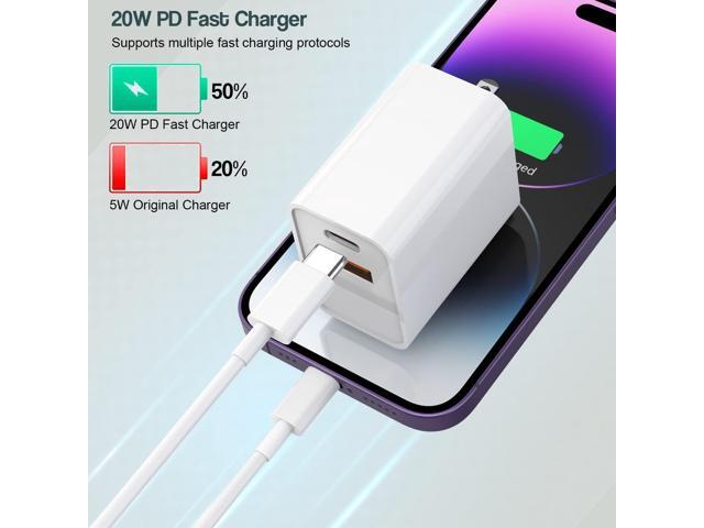 Fast iPhone Charger, 2Pack 20W Dual Port QC+ USB C Charger Block Plug Adapter Dual Charger iPhone Fast Charging Brick 6 FT USB C to Lightning Cable...