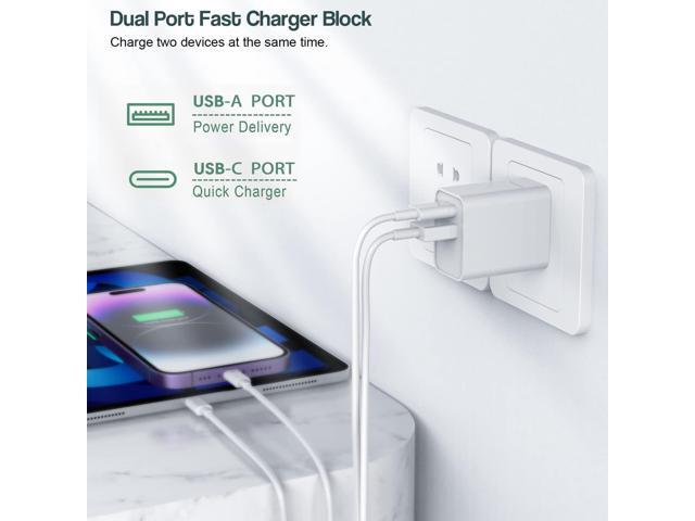 Fast iPhone Charger, 2Pack 20W Dual Port QC+ USB C Charger Block Plug Adapter Dual Charger iPhone Fast Charging Brick 6 FT USB C to Lightning Cable...