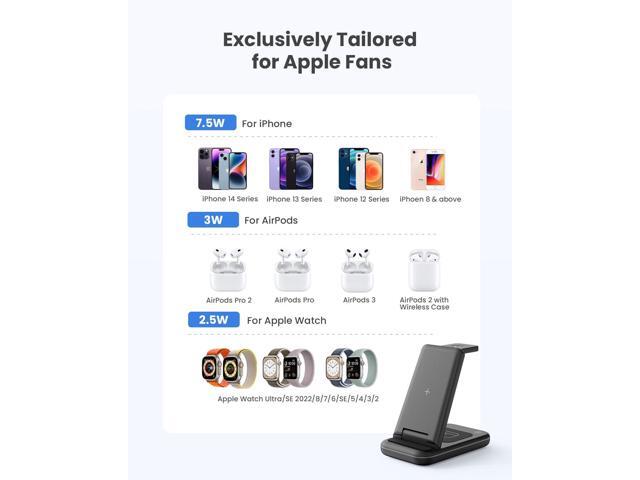 GEEKERA 3 in 1 Wireless Charging Station, Foldable Wireless Charger Stand for Multiple Apple Devices for iPhone 16 15 14 13 12 11 Pro Max Plus X,...