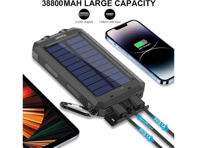 Solar Charger, Portable 38800mAh Solar Power Bank IPX5 Waterproof with Built-in Solar Panel Charger and LED Flashlight, Solar Phone Charger Battery...