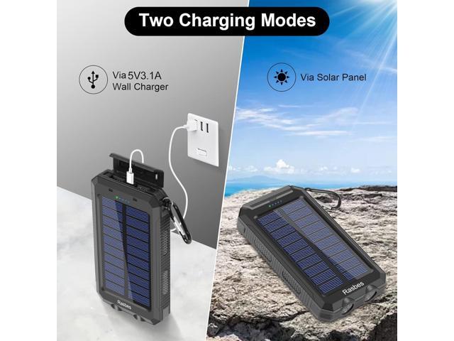 Solar Charger, Portable 38800mAh Solar Power Bank IPX5 Waterproof with Built-in Solar Panel Charger and LED Flashlight, Solar Phone Charger Battery...