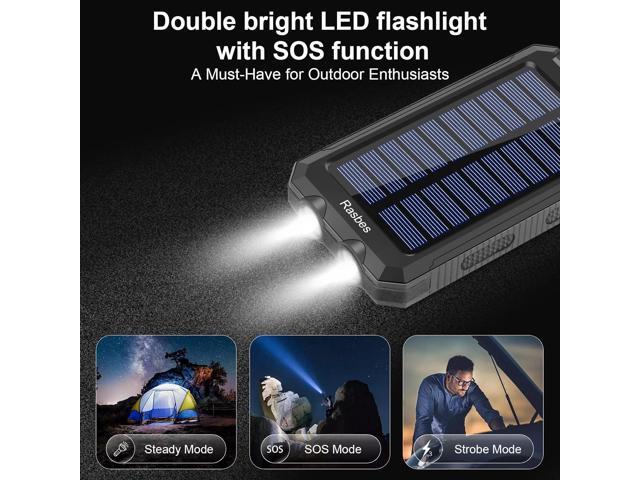 Solar Charger, Portable 38800mAh Solar Power Bank IPX5 Waterproof with Built-in Solar Panel Charger and LED Flashlight, Solar Phone Charger Battery...