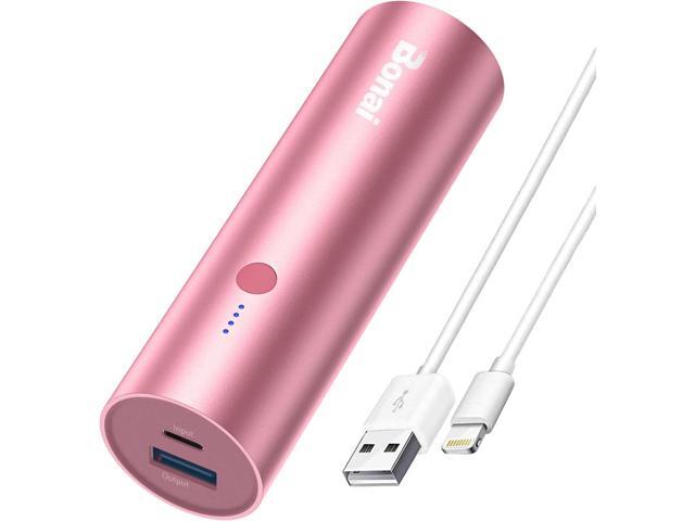 BONAI Portable Charge Power Bank 5000mAh Cylindrical Ultra-Compact External Backup Battery Compatible with iPhone 14 13 12 11 Android Phone and...